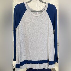 Blue and Gray Long Sleeve Raglan Top